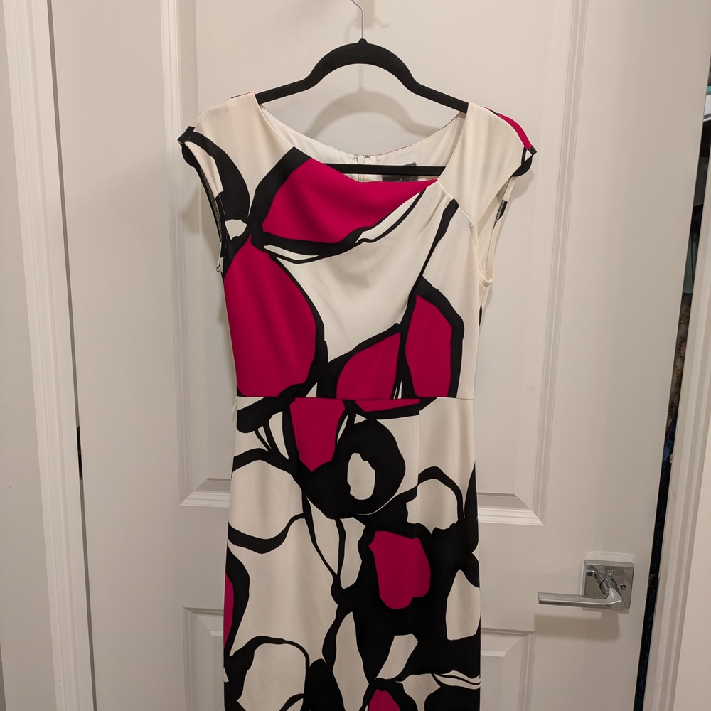 Muse Black and Pink Abstract Midi Dress - Picture 3 of 7